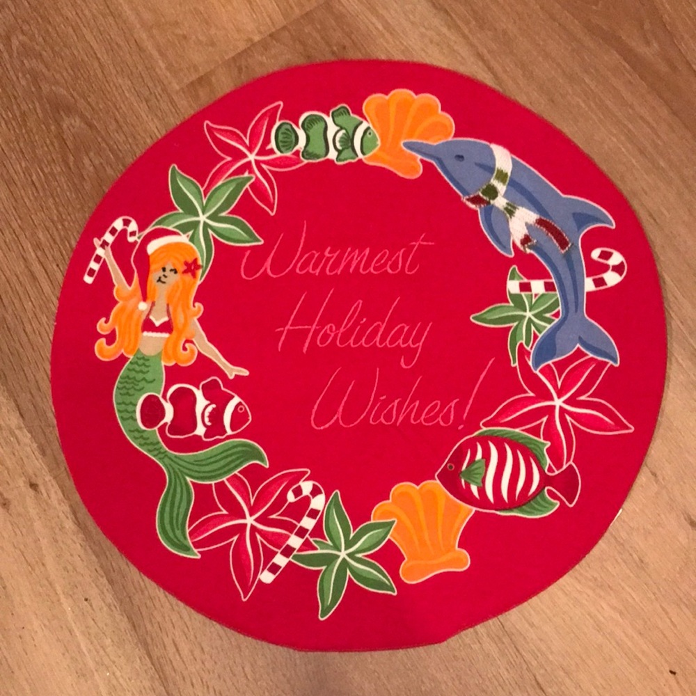 NWT set of 6 placemats christmas mermaid dolphin beach ocean starfish shells